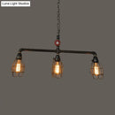 Industrial black cage iron pendant – dining room pipe light