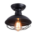 Industrial black cage metal ceiling light bedroom dome shade