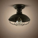Industrial black cage metal ceiling light bedroom dome shade