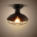 Industrial black cage metal ceiling light bedroom dome shade