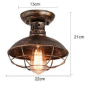 Industrial black cage metal ceiling light bedroom dome shade