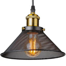 Industrial black cage pendant light kitchen mesh shade brass hardware