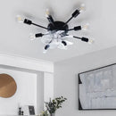 Industrial black ceiling fan with clear blades – living room led light
