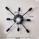 Industrial black ceiling fan with clear blades – living room led light