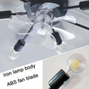Industrial black ceiling fan with clear blades – living room led light