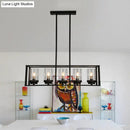 DecorBites™ Clear Glass Pendant Retro Industrial Kitchen Island Light Fixture - Rectangle Cage - 4/5-Light Option