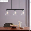 Industrial black cone clear glass island lamp dining room light