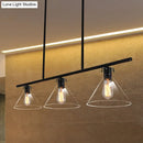 Industrial black cone clear glass island lamp dining room light