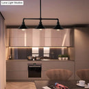 DecorBites™ Conical Island Farmhouse Lighting - Black Metallic 3-Bulb Ceiling Light for Dining Room