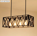 Industrial black cross framed pendant ceiling light for dining table