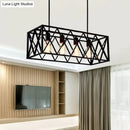 Industrial black cross framed pendant ceiling light for dining table