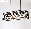 Industrial black cross framed pendant ceiling light for dining table