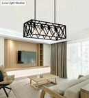 Industrial black cross framed pendant ceiling light for dining table