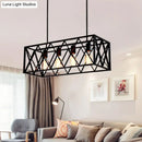 Industrial black cross framed pendant ceiling light for dining table