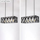 Industrial black cross framed pendant ceiling light for dining table