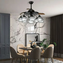 Industrial black crystal ceiling fan living room remote control fan