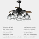 Industrial black crystal ceiling fan living room remote control fan