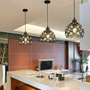 Industrial black crystal k9 pendant lamp kitchen island chandelier