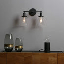 Industrial black double cone glass wall sconce bedroom light fixture