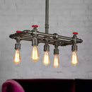 Industrial black finish red valve chandelier dining room light