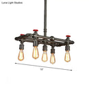Industrial black finish red valve chandelier dining room light