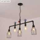 Industrial black gauge metal island lighting kitchen pipe chandelier