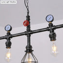 Industrial black gauge metal island lighting kitchen pipe chandelier