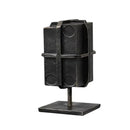 Industrial black geometric block binding metal bookends living room
