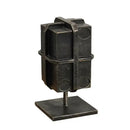 Industrial black geometric block binding metal bookends living room