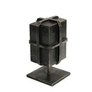 Industrial black geometric block binding metal bookends living room