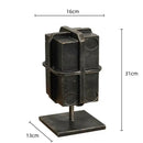 Industrial black geometric block binding metal bookends living room