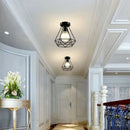 Industrial black geometric cage flush mount ceiling light bedroom