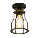 Industrial black geometric cage flush mount ceiling light bedroom