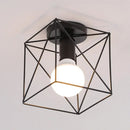 Industrial black geometric cage flush mount ceiling light bedroom