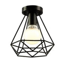 Industrial black geometric cage flush mount ceiling light bedroom