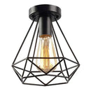 Industrial black geometric cage flush mount ceiling light bedroom
