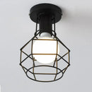 Industrial black geometric cage flush mount ceiling light bedroom