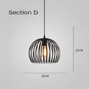 Industrial black geometric cage light frame pendant – dining room