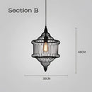 Industrial black geometric cage light frame pendant – dining room