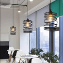 Industrial black geometric cage light frame pendant – dining room