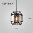 Industrial black geometric cage light frame pendant – dining room