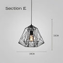 Industrial black geometric cage light frame pendant – dining room