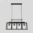 Industrial black glass island pendant light kitchen 4 lamp fixture