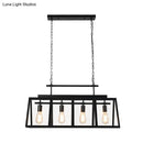 Industrial black glass island pendant light kitchen 4 lamp fixture