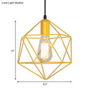 Industrial black & gold geometric cage pendant light kitchen 3 pack