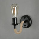 Industrial black hemp rope wall lamp living room sconce
