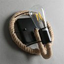 Industrial black hemp rope wall lamp living room sconce