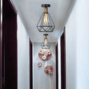Industrial black iron cage led ceiling light for dining room