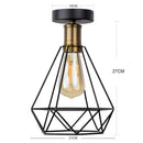 Industrial black iron cage led ceiling light for dining room
