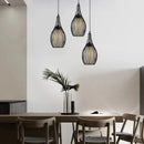 Industrial black iron cage pendant lights for dining room
